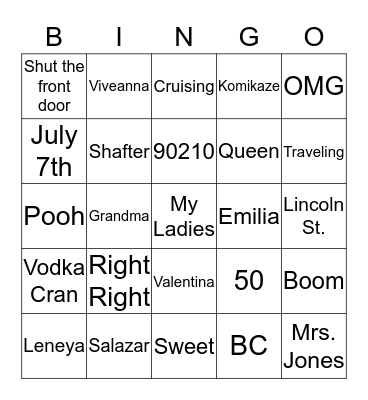 Sail-A-Bration Bingo Card