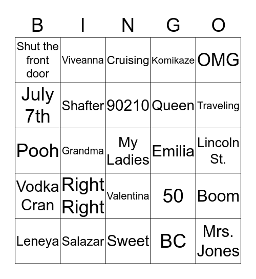 Sail-A-Bration Bingo Card