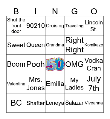 Sail-A-Bration Bingo Card