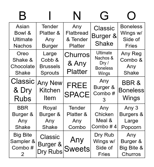 AMC Dine-In Levittown 10 Bingo Card