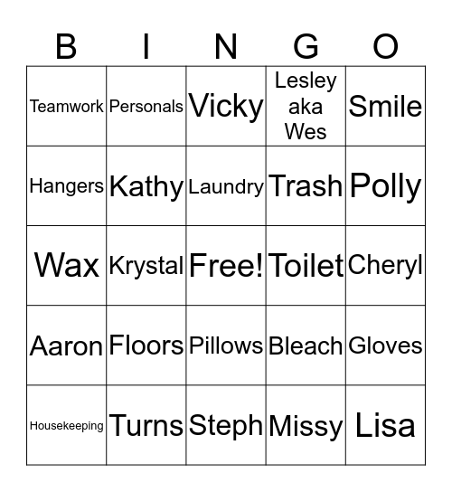 E.V.S Bingo Card