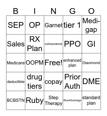 MEDICARE Bingo Card