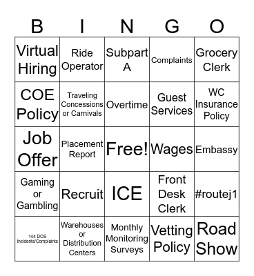 CIEE Policy and Compliance Bingo Card
