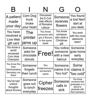 Employee Appreciation Week BINGO Card
