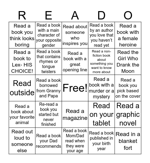 READ-O Bingo Card