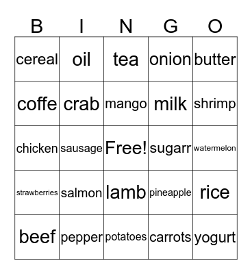 What Do I Need to Buy?  Bingo Card