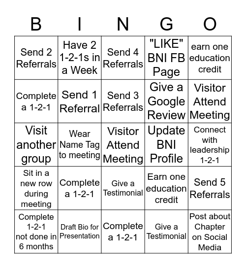 BNI BINGO Card