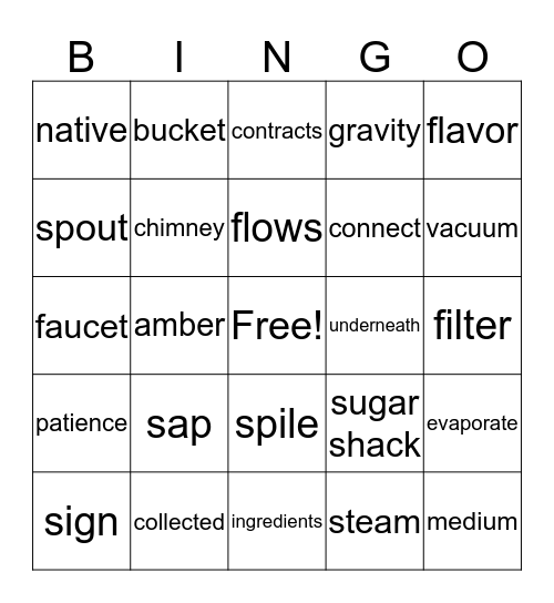 Please Pass Maple Syrup! Bingo Card