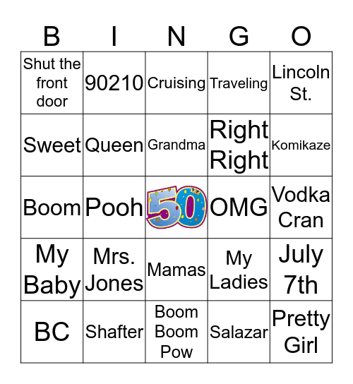 Sail-A-Bration Bingo Card