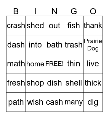 A Prairie Dog Home Unit Bingo Card