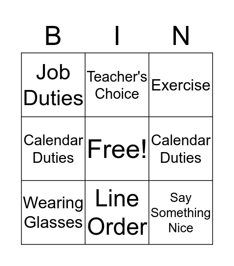 Untitled Bingo Card