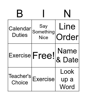 Daily Bingo Card