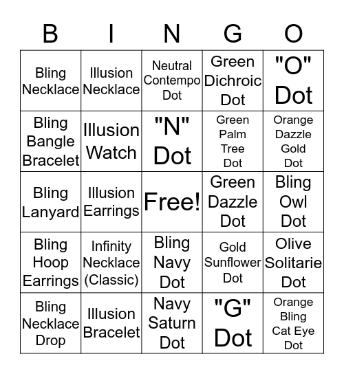 Dot Shop Bingo  Bingo Card