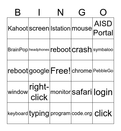 Computer BINGO! Bingo Card