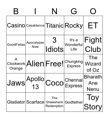 SMV Movie Bingo Card