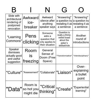 Library Meeting Bingo Card