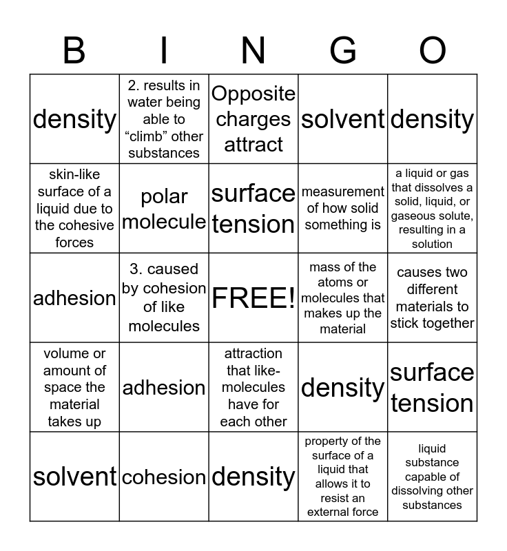 Lesson 5 Bingo Card