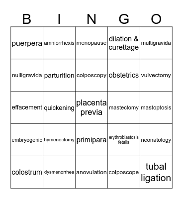 Mod 7 & 8 Bingo Card