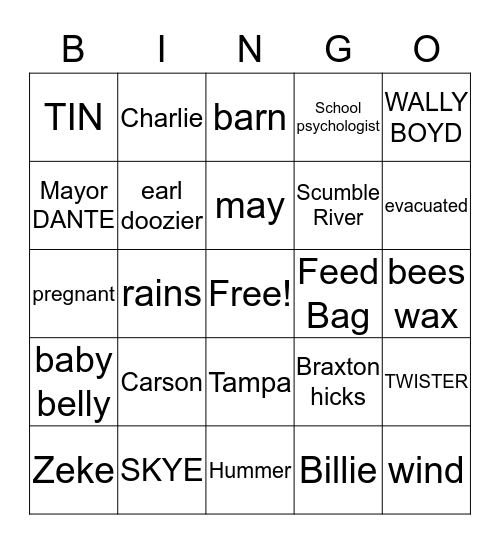 DEAD IN THE WATER Bingo Card