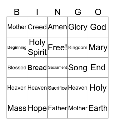 Prayer Partner  Bingo Card