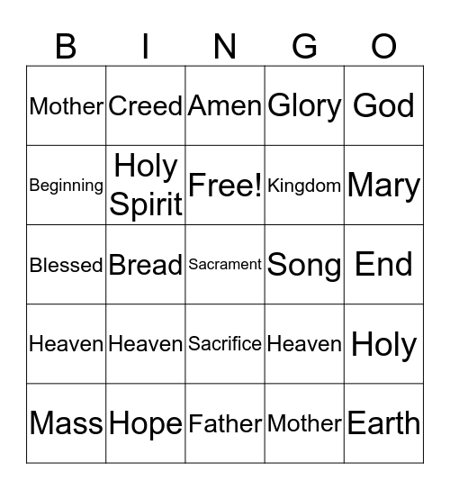 Prayer Partner  Bingo Card
