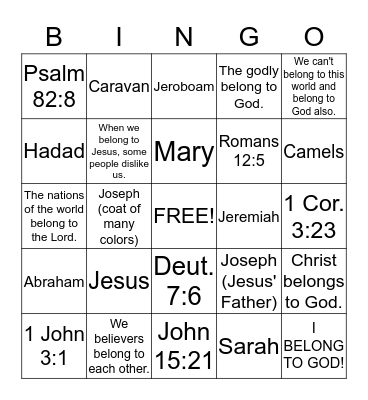 Egypt's Visitors Bingo Card