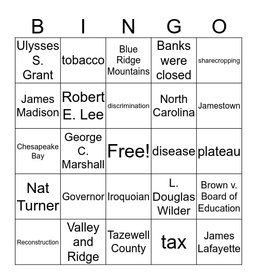VA Studies-3 Bingo Card