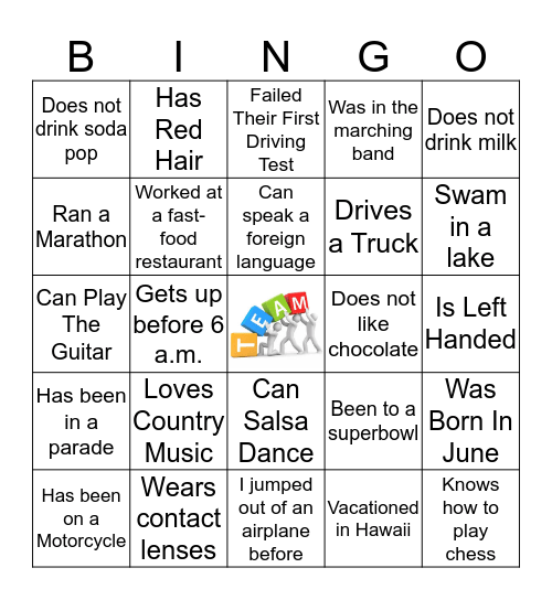 Break The Ice Bingo Card