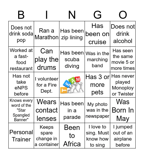 Break The Ice Bingo Card