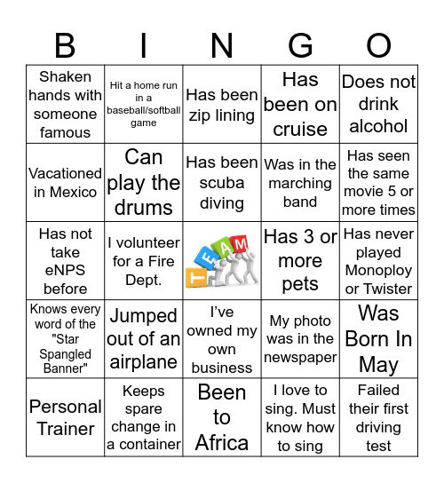 Break The Ice Bingo Card