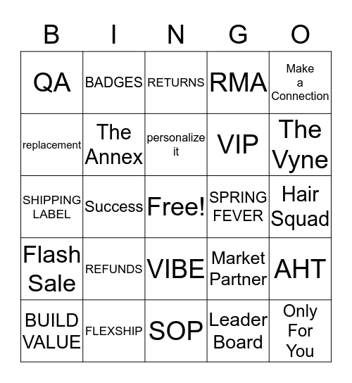 MONAT Bingo Card