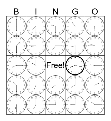 Telling Time Bingo Card