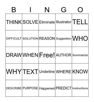 Test Words Bingo Card
