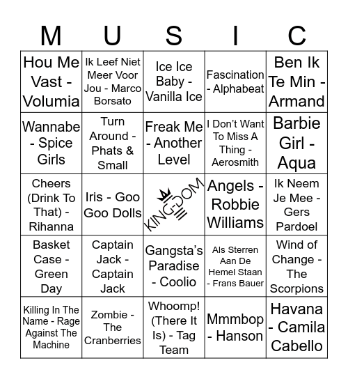 King-Dom 103 Bingo Card