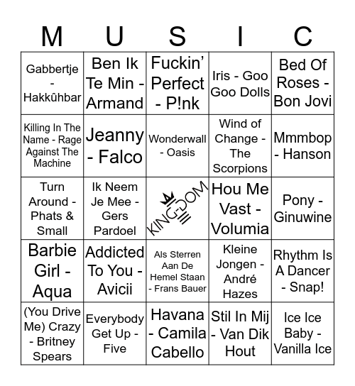 King-Dom 105 Bingo Card