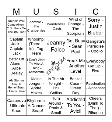 King-Dom 107 Bingo Card