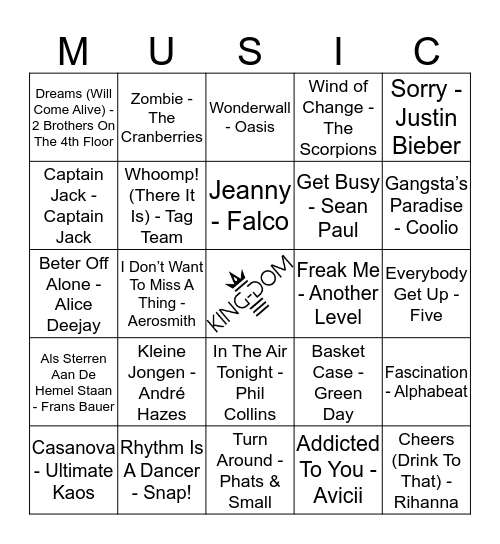 King-Dom 107 Bingo Card