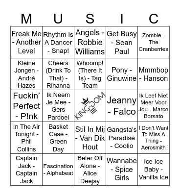 King-Dom 110 Bingo Card