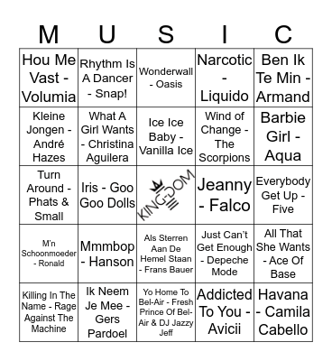 King-Dom 112 Bingo Card