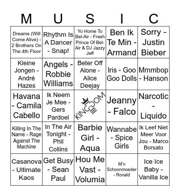 King-Dom 115 Bingo Card