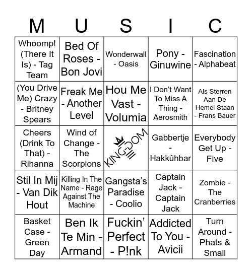 King-Dom 116 Bingo Card