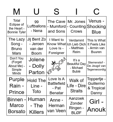 King-Dom 204 Bingo Card