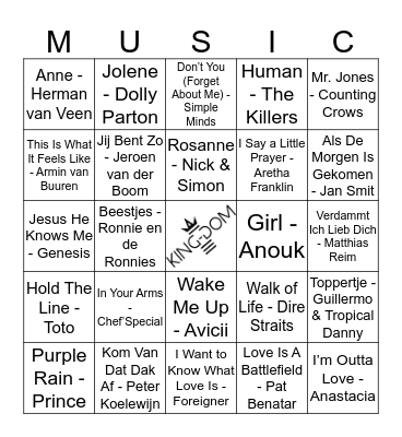 King-Dom 212 Bingo Card