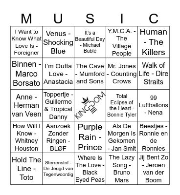 King-Dom 214 Bingo Card