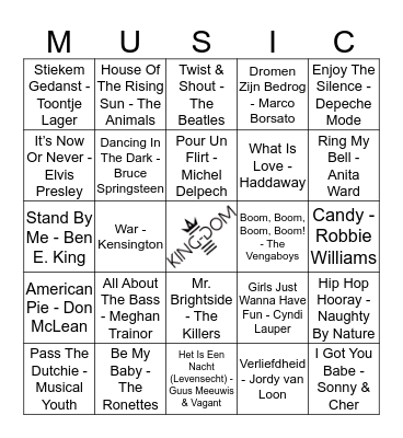 King-Dom 302 Bingo Card