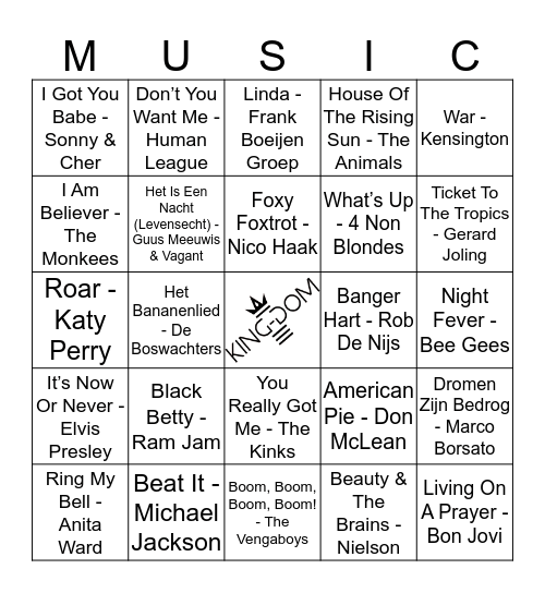 King-Dom 305 Bingo Card