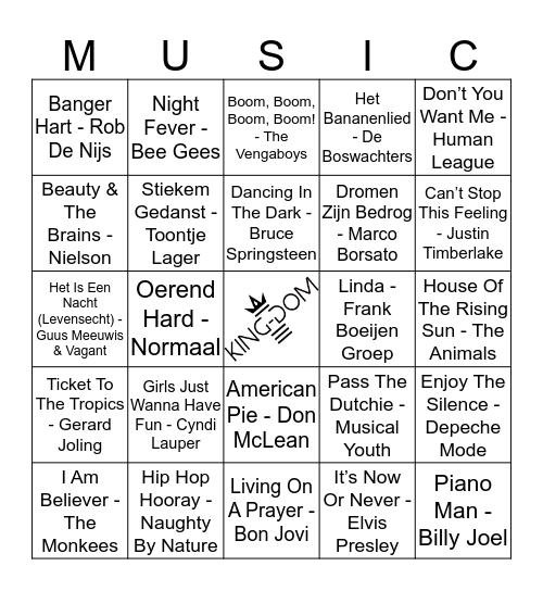 King-Dom 309 Bingo Card