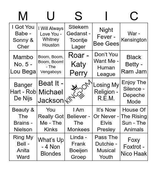 King-Dom 312 Bingo Card