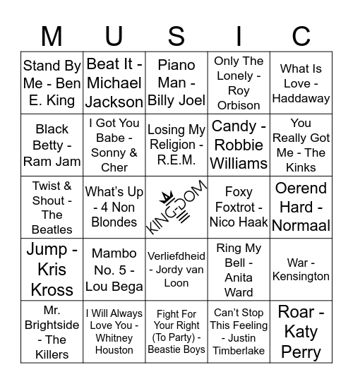 King-Dom 313 Bingo Card
