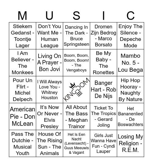 King-Dom 314 Bingo Card